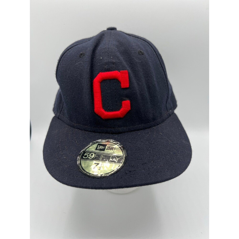 New Era 59FIFTY Cleveland Block C On-Field Fitted Hat - Navy / Red - Size 7 1/2
